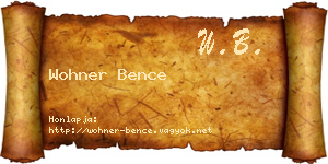 Wohner Bence névjegykártya